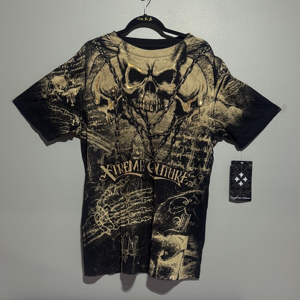 Men's Xtreme Culture Black and Gold Graphic T-Shirt NWT XL